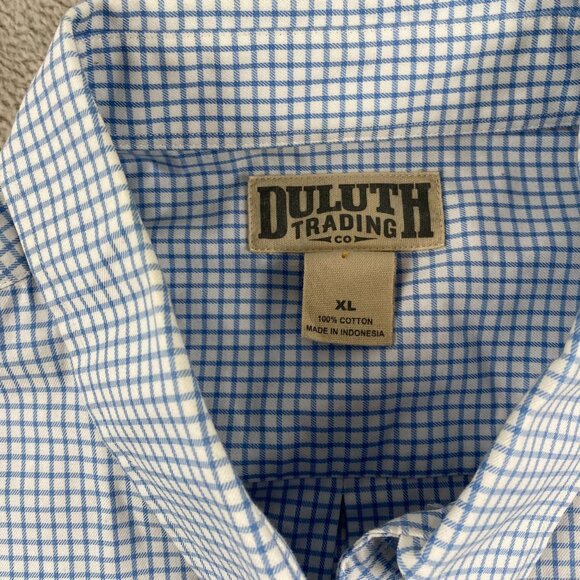 Duluth Mens Shirt XL Blue Gingham Plaid Long-Sleeve Button-Up100% Cotton - Picture 6 of 6